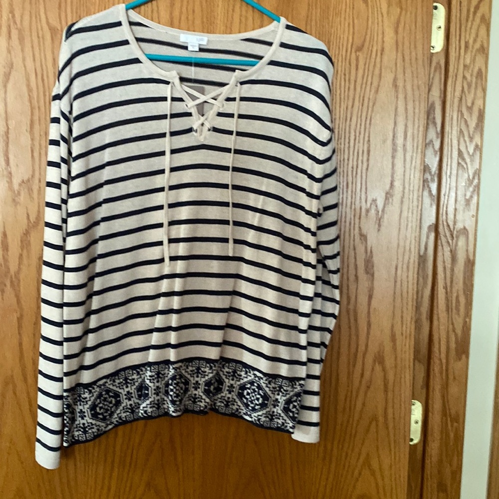 J Jill Medium OatMhdBluh Cotton Top